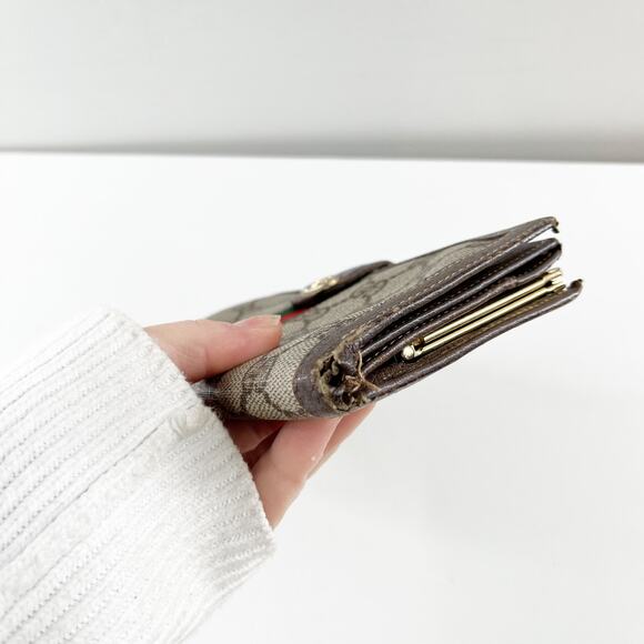 Gucci Vintage GG Supreme Web Long Trifold Wallet French Purse Brown - Picture 12 of 14